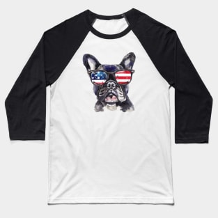 French Bulldog 'Merica Sunglasses Baseball T-Shirt